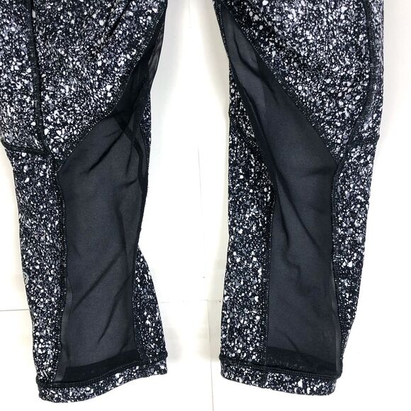 LULULEMON Outrun Cropped 17” Leggings Black White Dot Mesh Panel Size 4 - Picture 5 of 11
